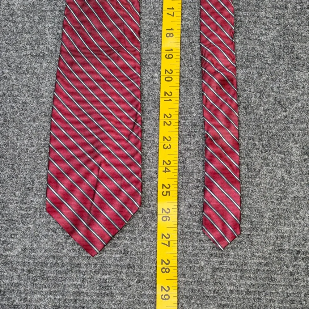 Meeting Street Silk Necktie Men's Red White Navy Blue Striped Hand‎ Made Classic